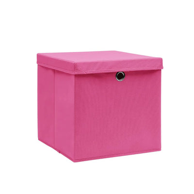 Aufbewahrungsboxen mit Deckeln 10 Stk. 28x28x28 cm Rosa