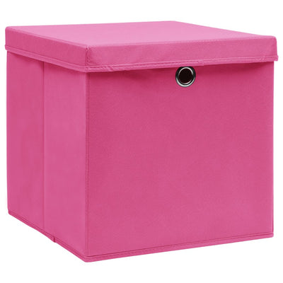 Aufbewahrungsboxen mit Deckeln 10 Stk. 28x28x28 cm Rosa