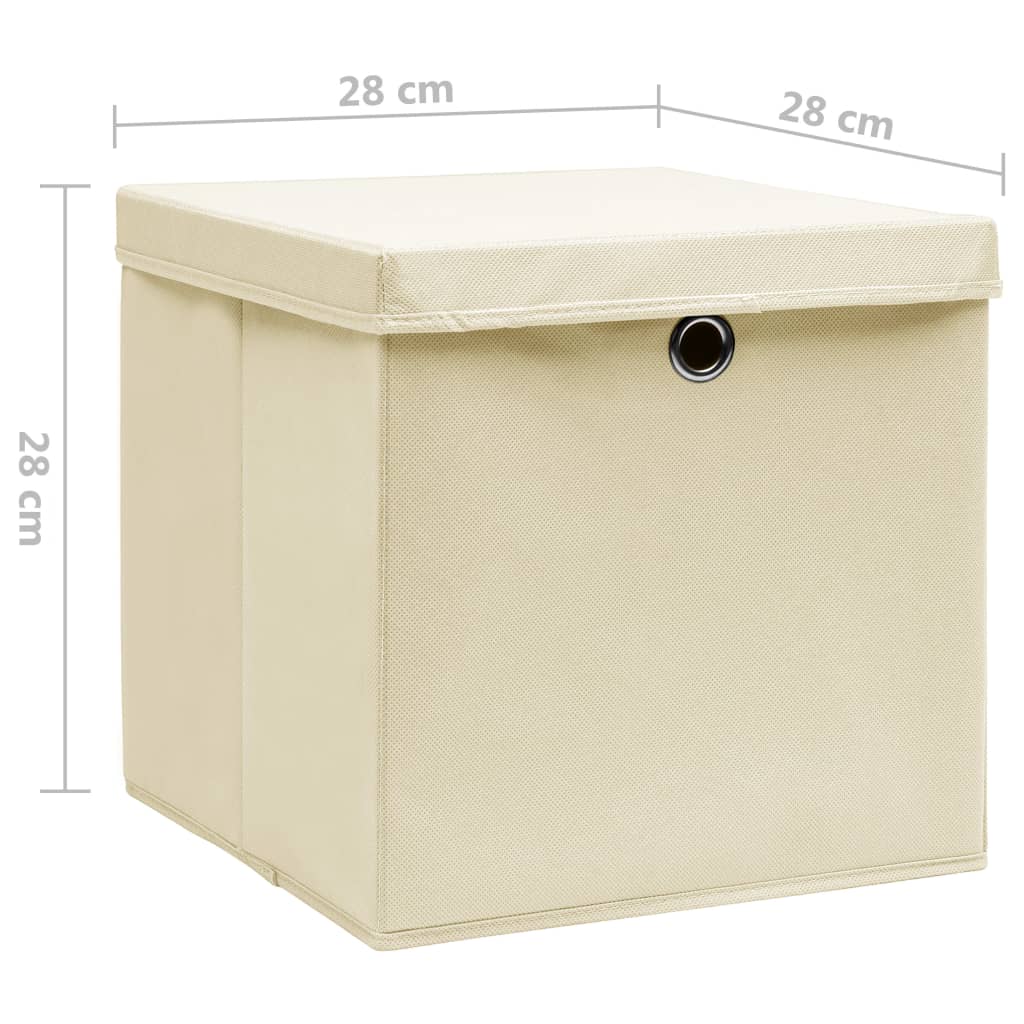 Aufbewahrungsboxen mit Deckeln 4 Stk. 28x28x28 cm Creme