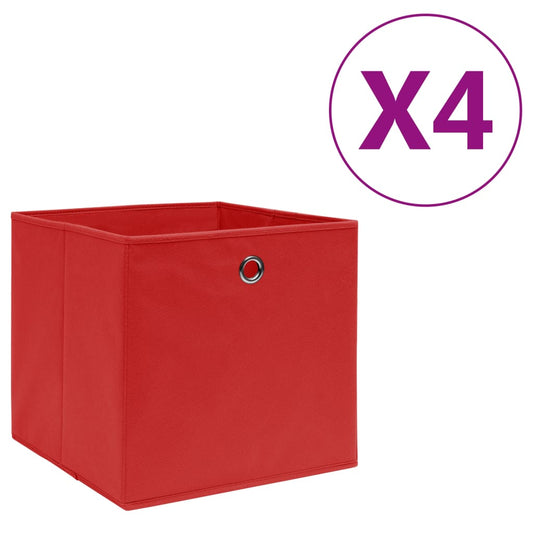 Aufbewahrungsboxen 4 Stk. Vliesstoff 28x28x28 cm Rot