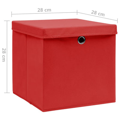 Aufbewahrungsboxen mit Deckeln 4 Stk. 28x28x28 cm Rot