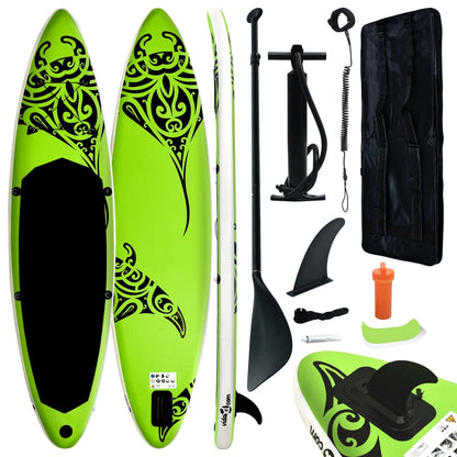 Aufblasbares Stand Up Paddle Board Set 305x76x15 cm Grün