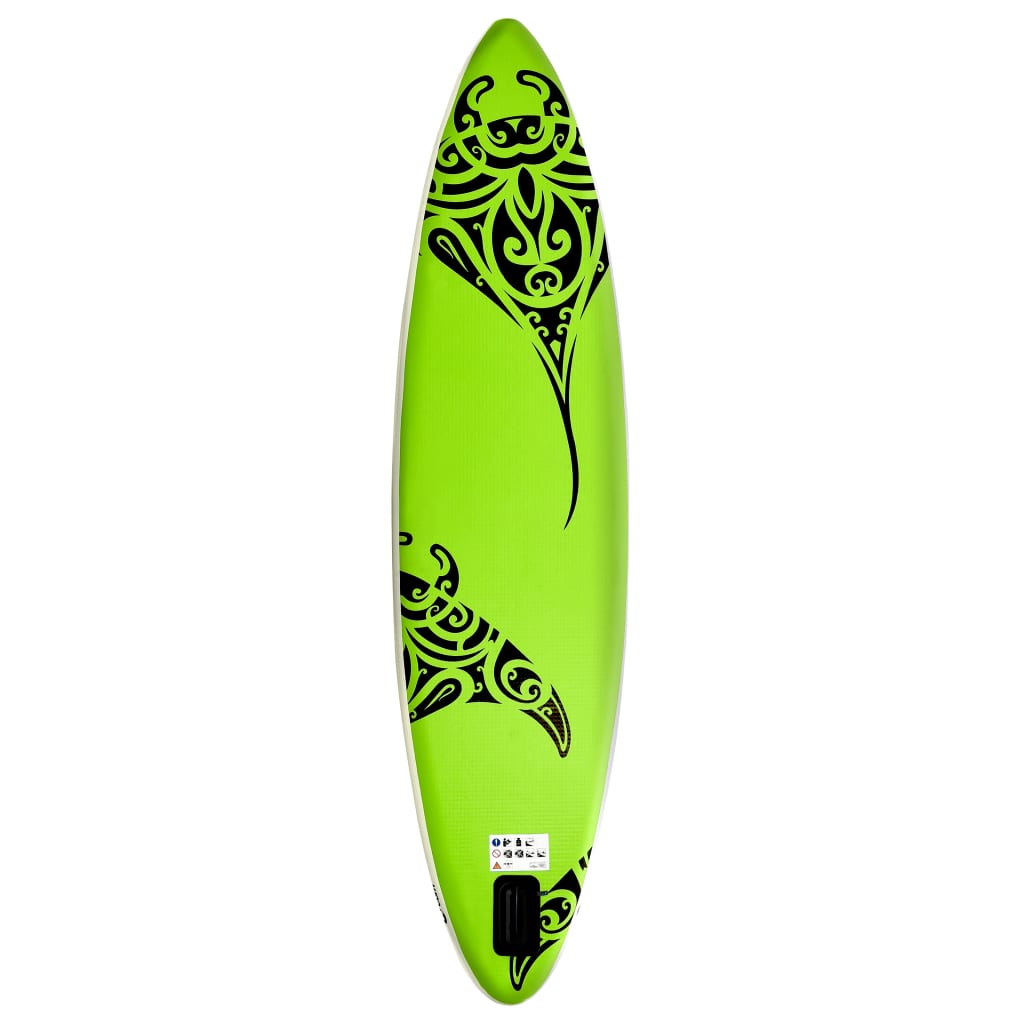 Aufblasbares Stand Up Paddle Board Set 366x76x15 cm Grün