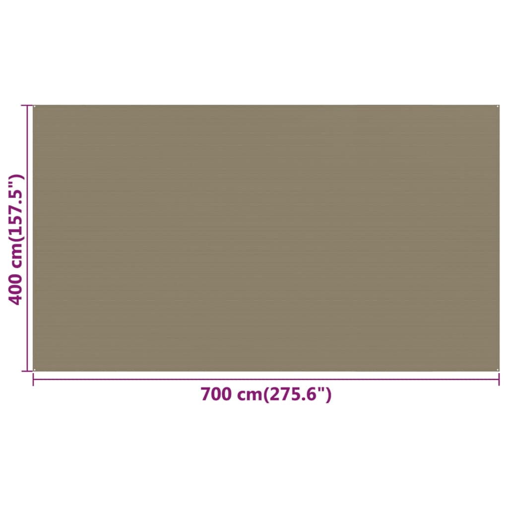 Zeltteppich Taupe 400x700 cm HDPE