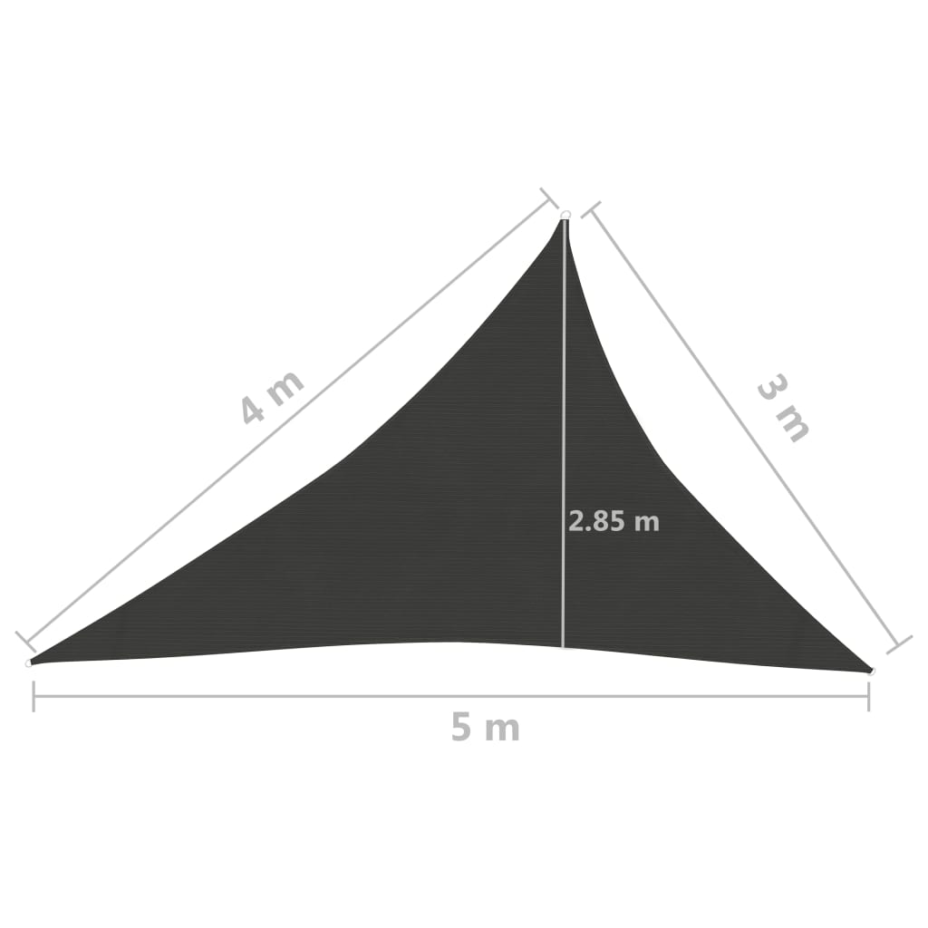 Sonnensegel 160 g/m² Anthrazit 3x4x5 m HDPE