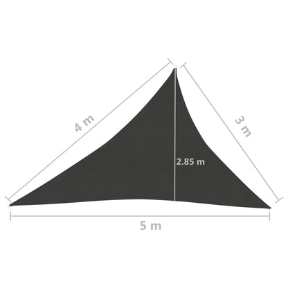 Sonnensegel 160 g/m² Anthrazit 3x4x5 m HDPE