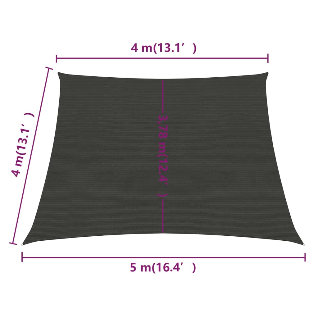 Sonnensegel 160 g/m² Anthrazit 4/5x4 m HDPE