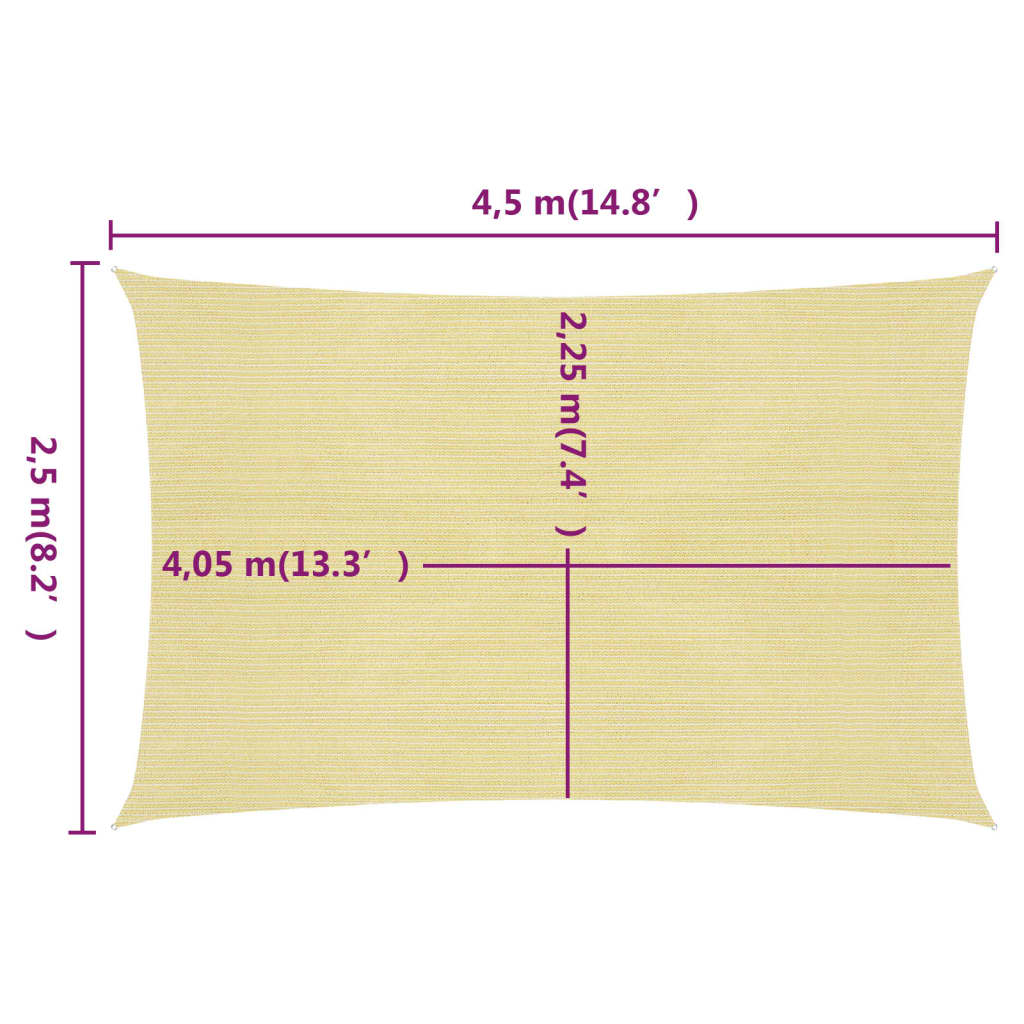 Sonnensegel 160 g/m² Beige 2,5x4,5 m HDPE