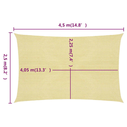 Sonnensegel 160 g/m² Beige 2,5x4,5 m HDPE