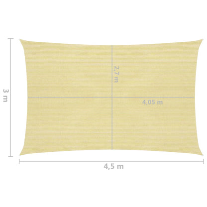 Sonnensegel 160 g/m² Beige 3x4,5 m HDPE