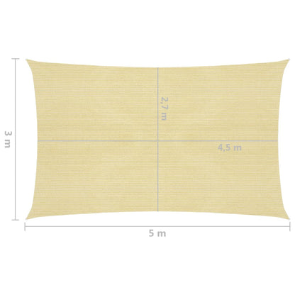 Sonnensegel 160 g/m² Beige 3x5 m HDPE