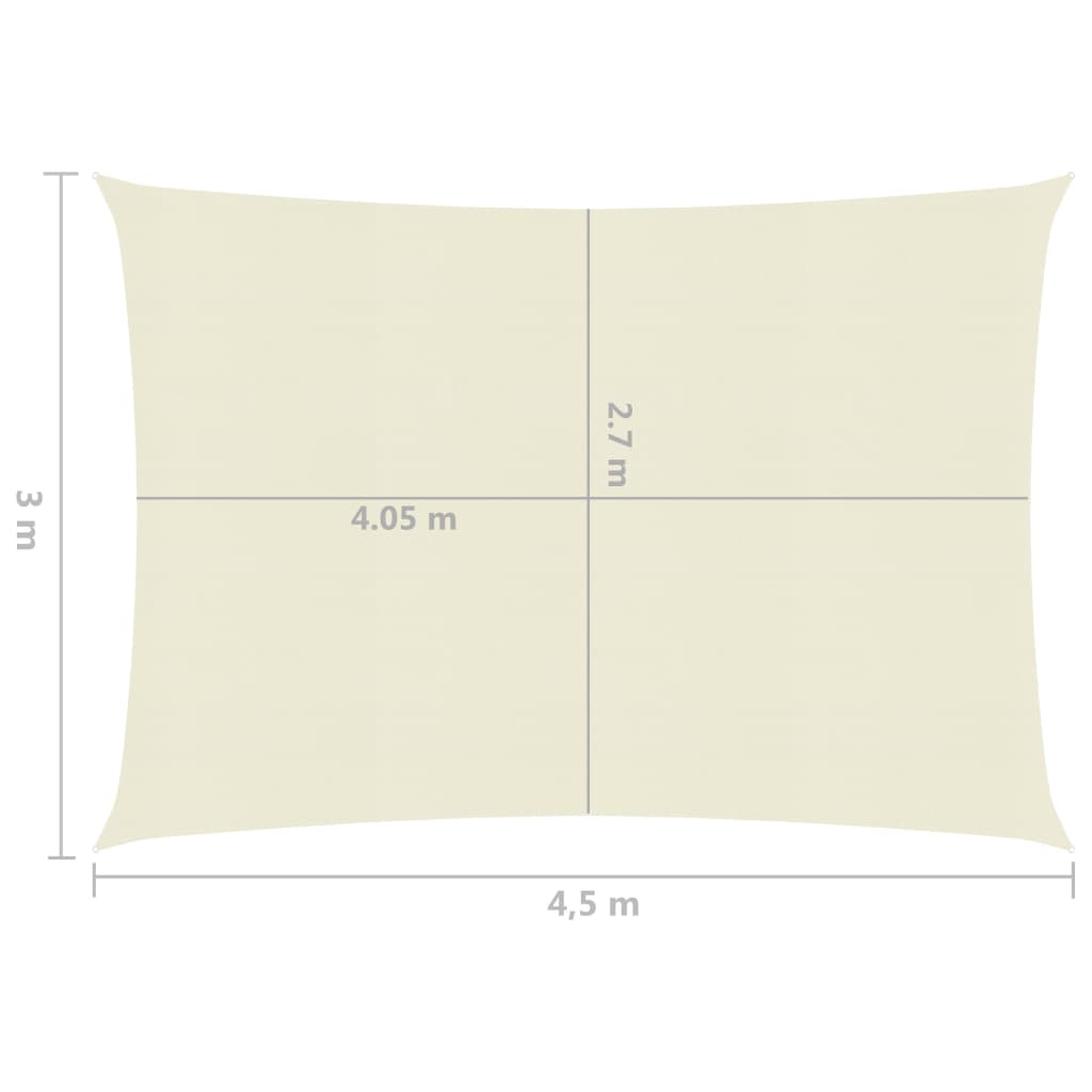 Sonnensegel 160 g/m² Creme 3x4,5 m HDPE