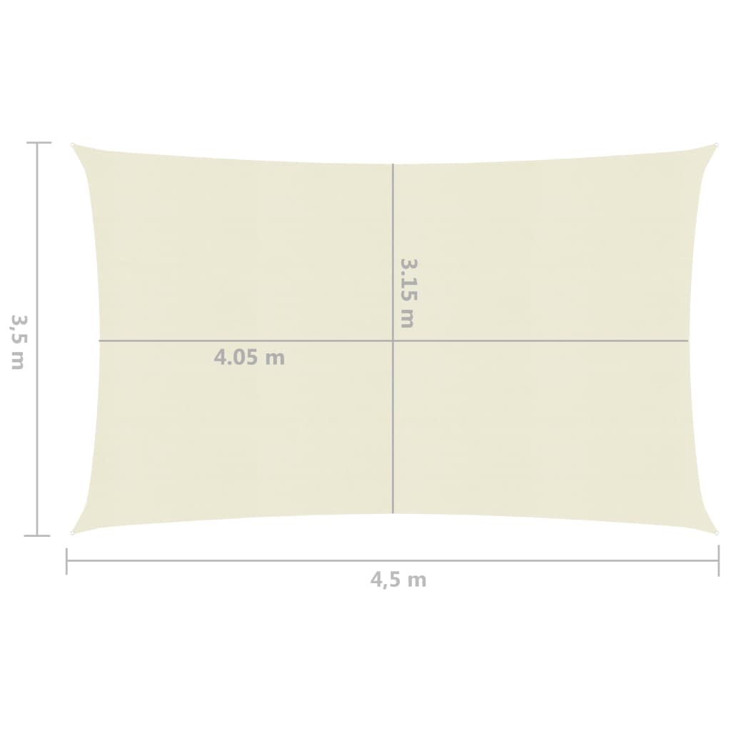 Sonnensegel 160 g/m² Creme 3,5x4,5 m HDPE