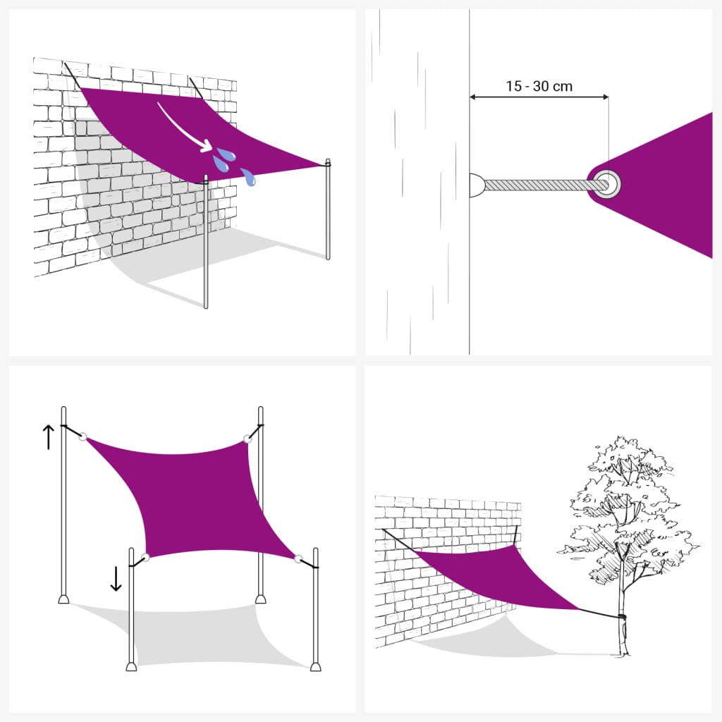 Sonnensegel 160 g/m² Creme 6x7 m HDPE