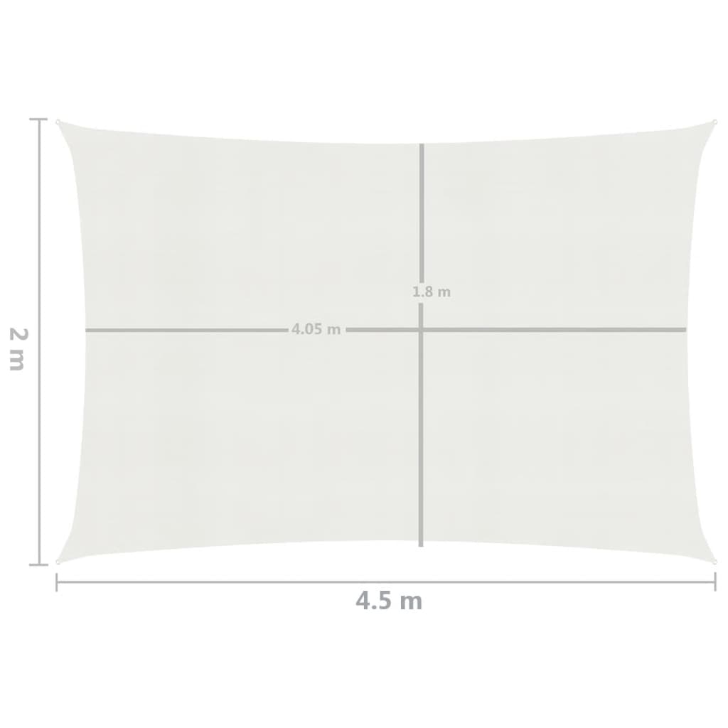 Sonnensegel 160 g/m² Weiß 2x4,5 m HDPE