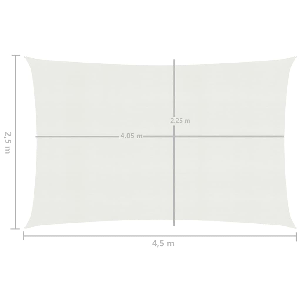 Sonnensegel 160 g/m² Weiß 2,5x4,5 m HDPE