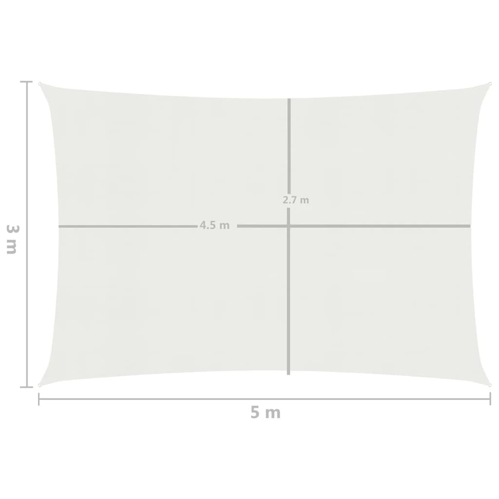 Sonnensegel 160 g/m² Weiß 3x5 m HDPE