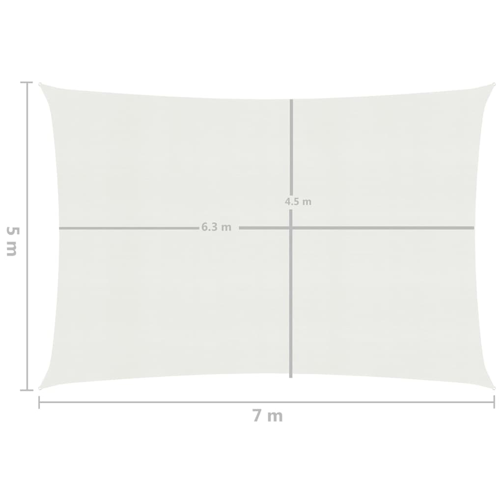 Sonnensegel 160 g/m² Weiß 5x7 m HDPE