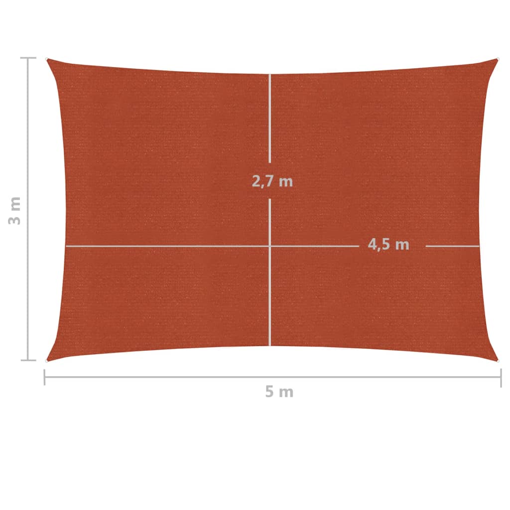 Sonnensegel 160 g/m² Terrakottarot 3x5 m HDPE