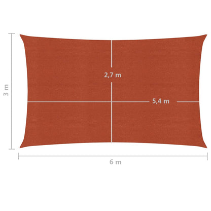 Sonnensegel 160 g/m² Terrakottarot 3x6 m HDPE