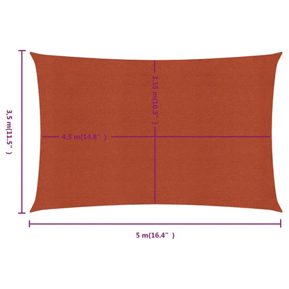 Sonnensegel 160 g/m² Rechteckig Terrakottarot 3,5x5 m HDPE