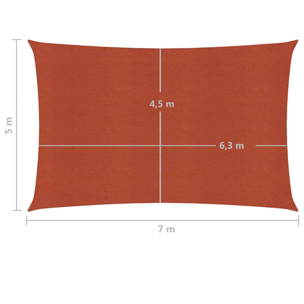 Sonnensegel 160 g/m² Terrakottarot 5x7 m HDPE