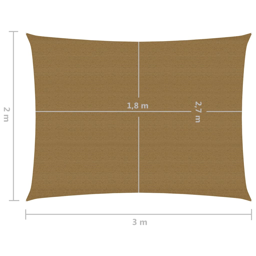 Sonnensegel 160 g/m² Taupe 2x3 m HDPE