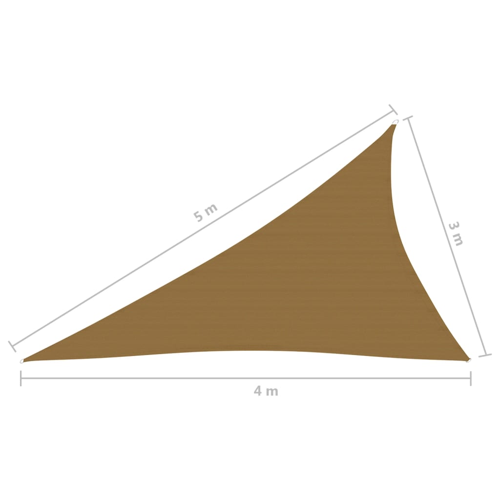 Sonnensegel 160 g/m² Taupe 3x4x5 m HDPE