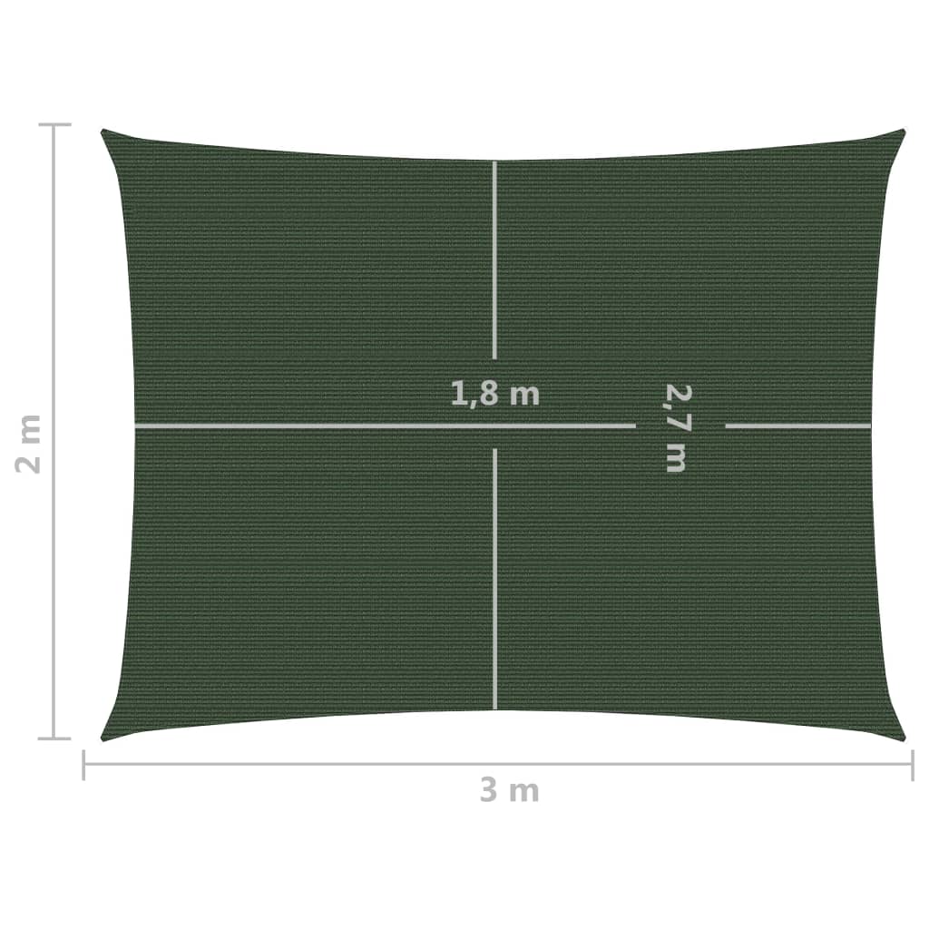 Sonnensegel 160 g/m² Dunkelgrün 2x3 m HDPE