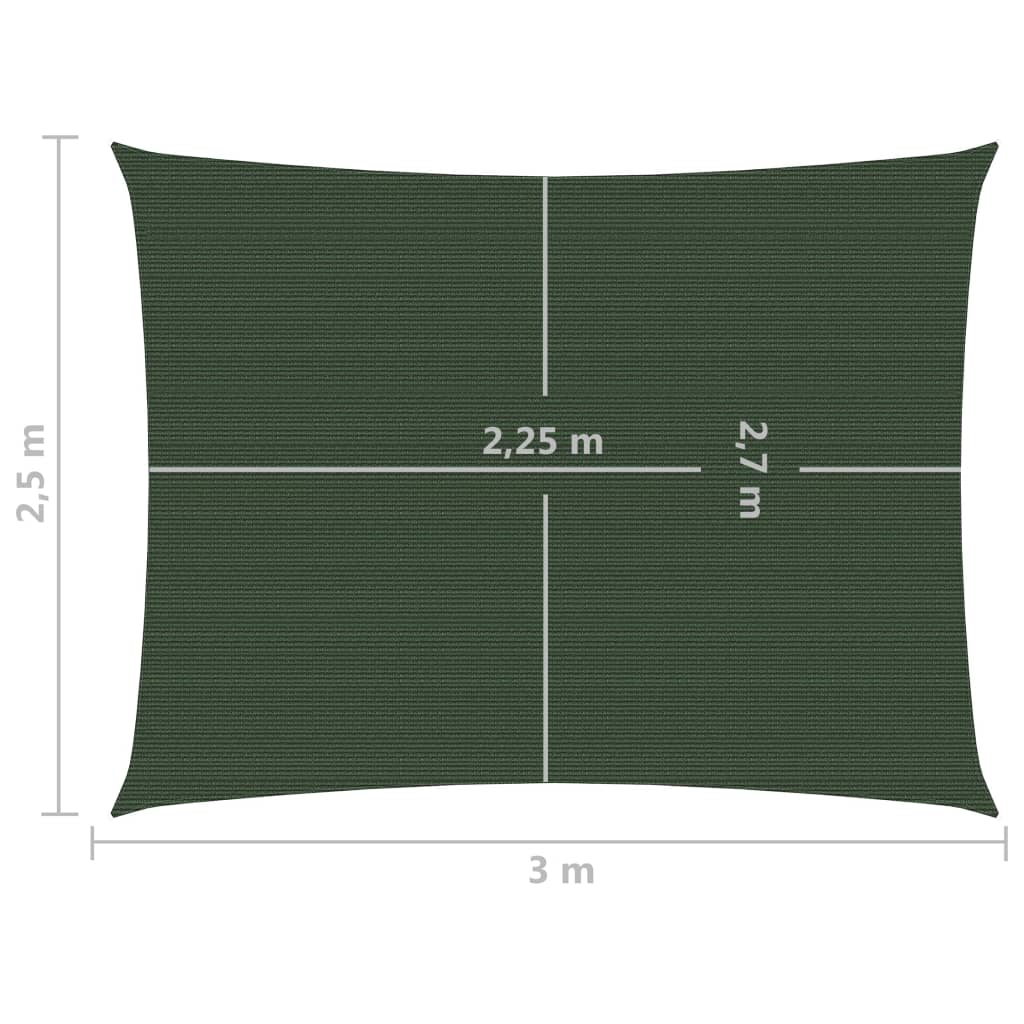 Sonnensegel 160 g/m² Dunkelgrün 2,5x3 m HDPE