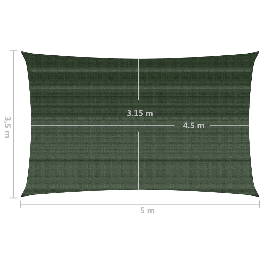 Sonnensegel 160 g/m² Dunkelgrün 3,5x5 m HDPE