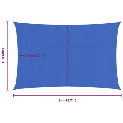 Sonnensegel 160 g/m² Rechteckig Blau 3x6 m HDPE