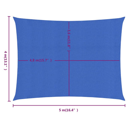 Sonnensegel 160 g/m² Rechteckig Blau 4x5 m HDPE