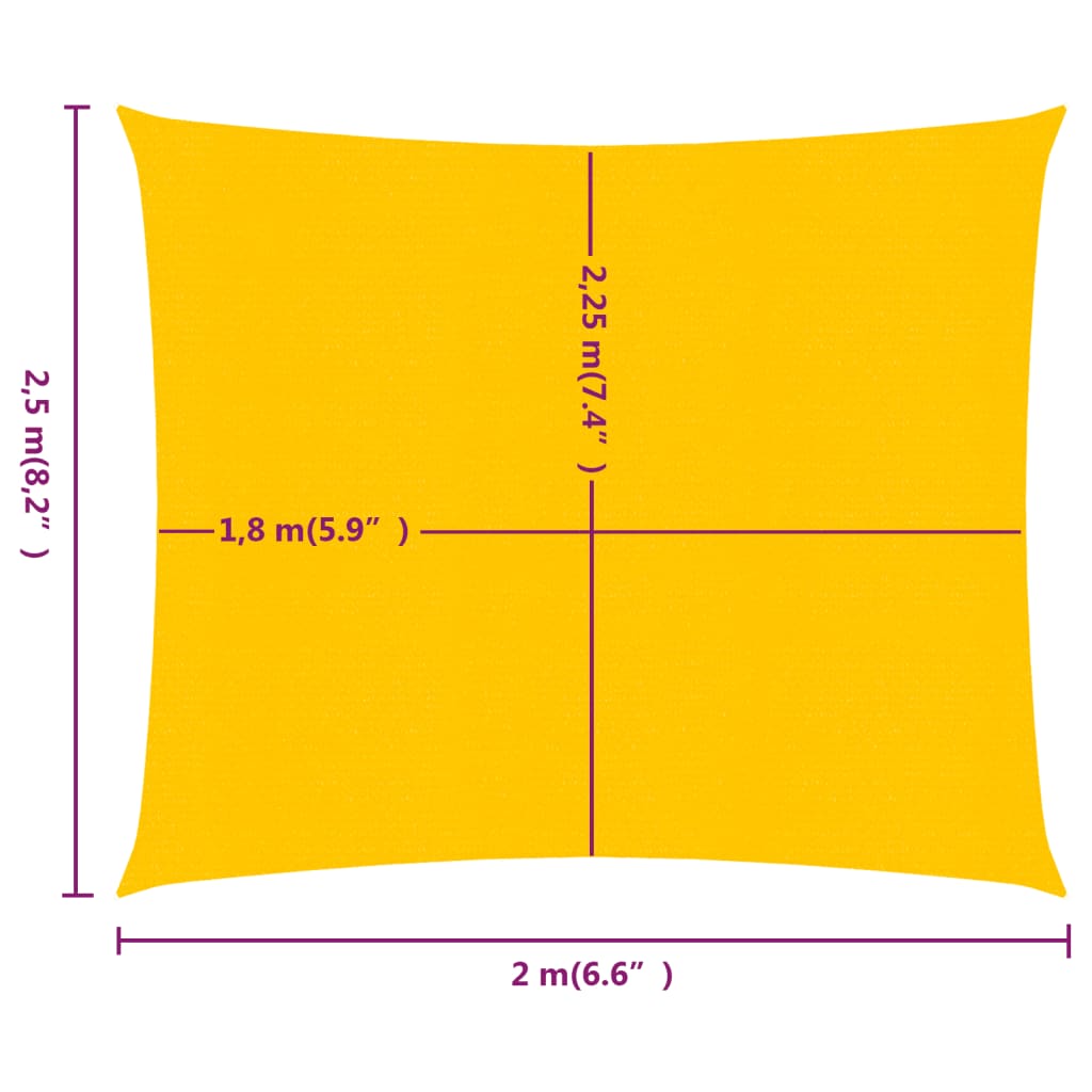 Sonnensegel 160 g/m² Rechteckig Gelb 2x2,5 m HDPE