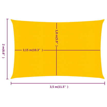 Sonnensegel 160 g/m² Rechteckig Gelb 2x3,5 m HDPE