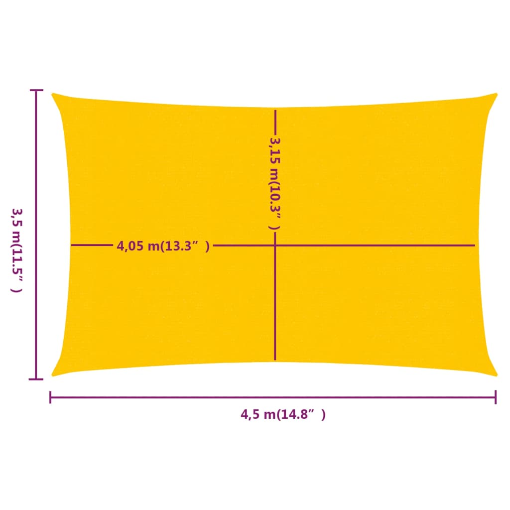 Sonnensegel 160 g/m² Rechteckig Gelb 3,5x4,5 m HDPE