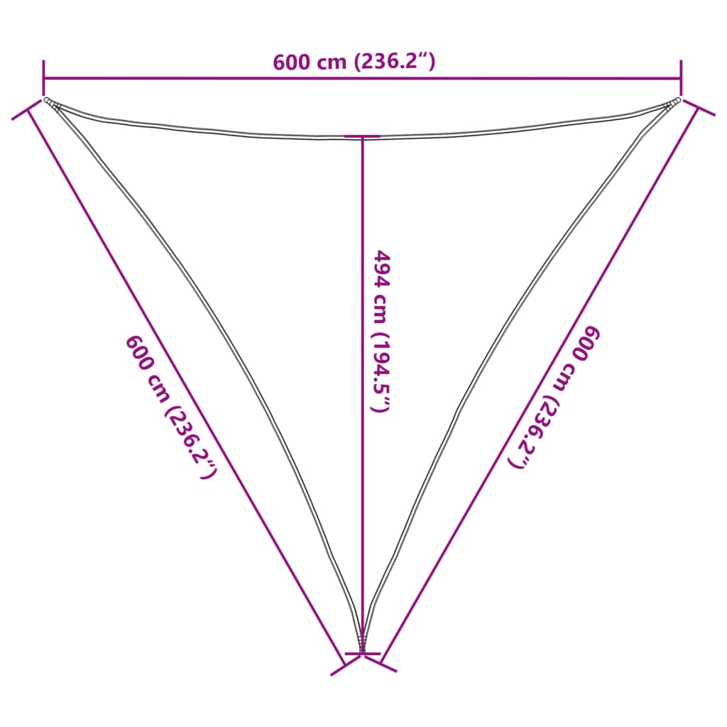 Sonnensegel 160 g/m² Schwarz 6x6x6 m HDPE