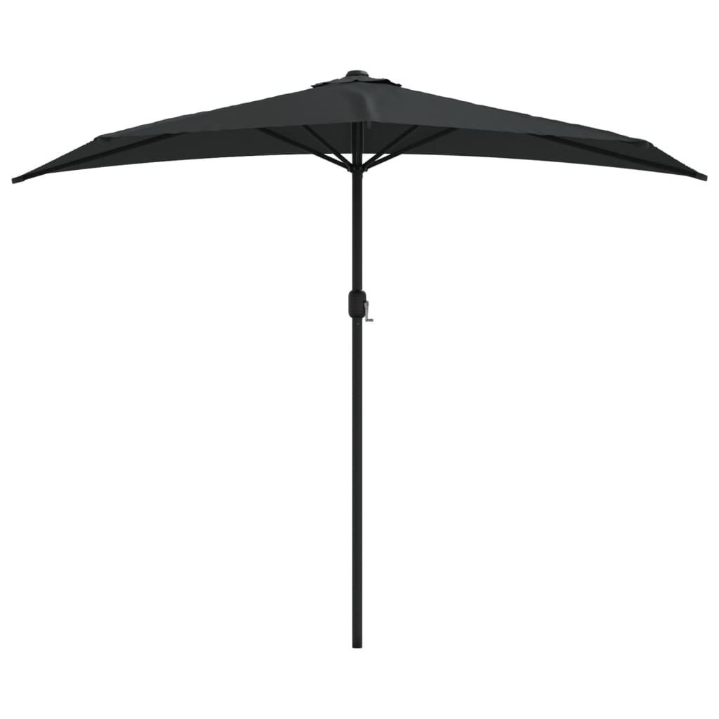 Balkon-Sonnenschirm Alu-Mast Schwarz 270x144x222cm Halbrund