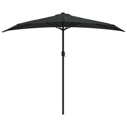 Balkon-Sonnenschirm Alu-Mast Schwarz 270x144x222cm Halbrund