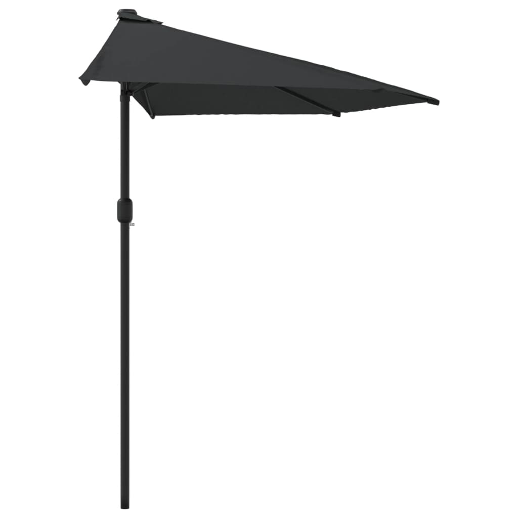 Balkon-Sonnenschirm Alu-Mast Schwarz 270x144x222cm Halbrund