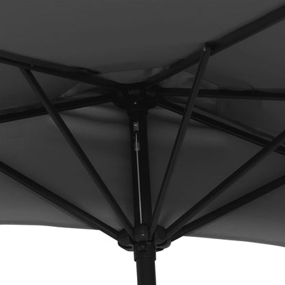 Balkon-Sonnenschirm Alu-Mast Schwarz 270x144x222cm Halbrund