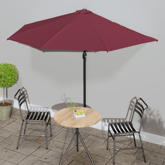 Balkon-Sonnenschirm Alu-Mast Bordeauxrot 300x155x223cm Halbrund