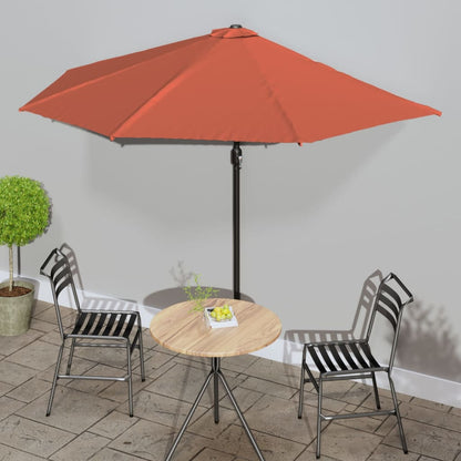 Balkon-Sonnenschirm Alu-Mast Terrakotta 300x155x223cm Halbrund