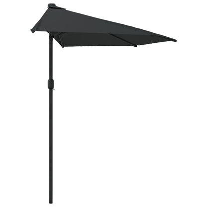 Balkon-Sonnenschirm Alu-Mast Schwarz 300x155x223cm Halbrund