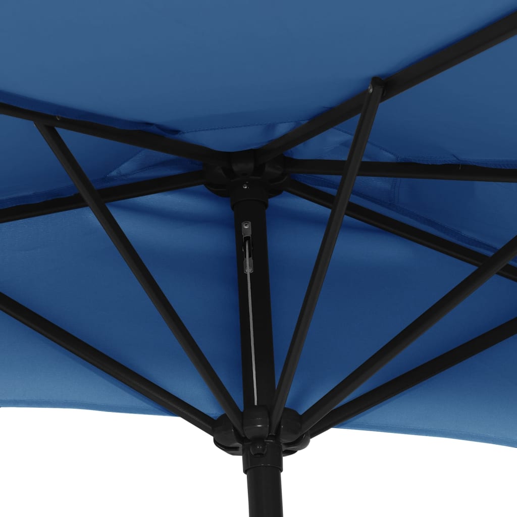 Balkon-Sonnenschirm Alu-Mast Blau 300x155x223cm Halbrund