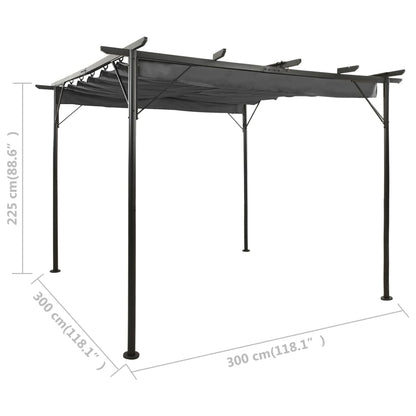 Pergola mit Ausziehbarem Dach Anthrazit 3x3 m Stahl 180 g/m²