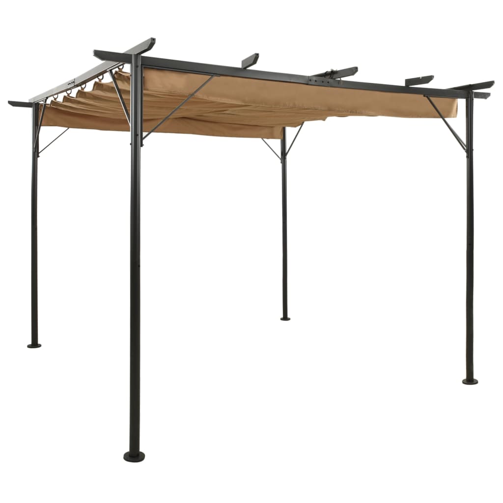 Pergola mit Ausziehbarem Dach Taupe 3x3 m Stahl 180 g/m²