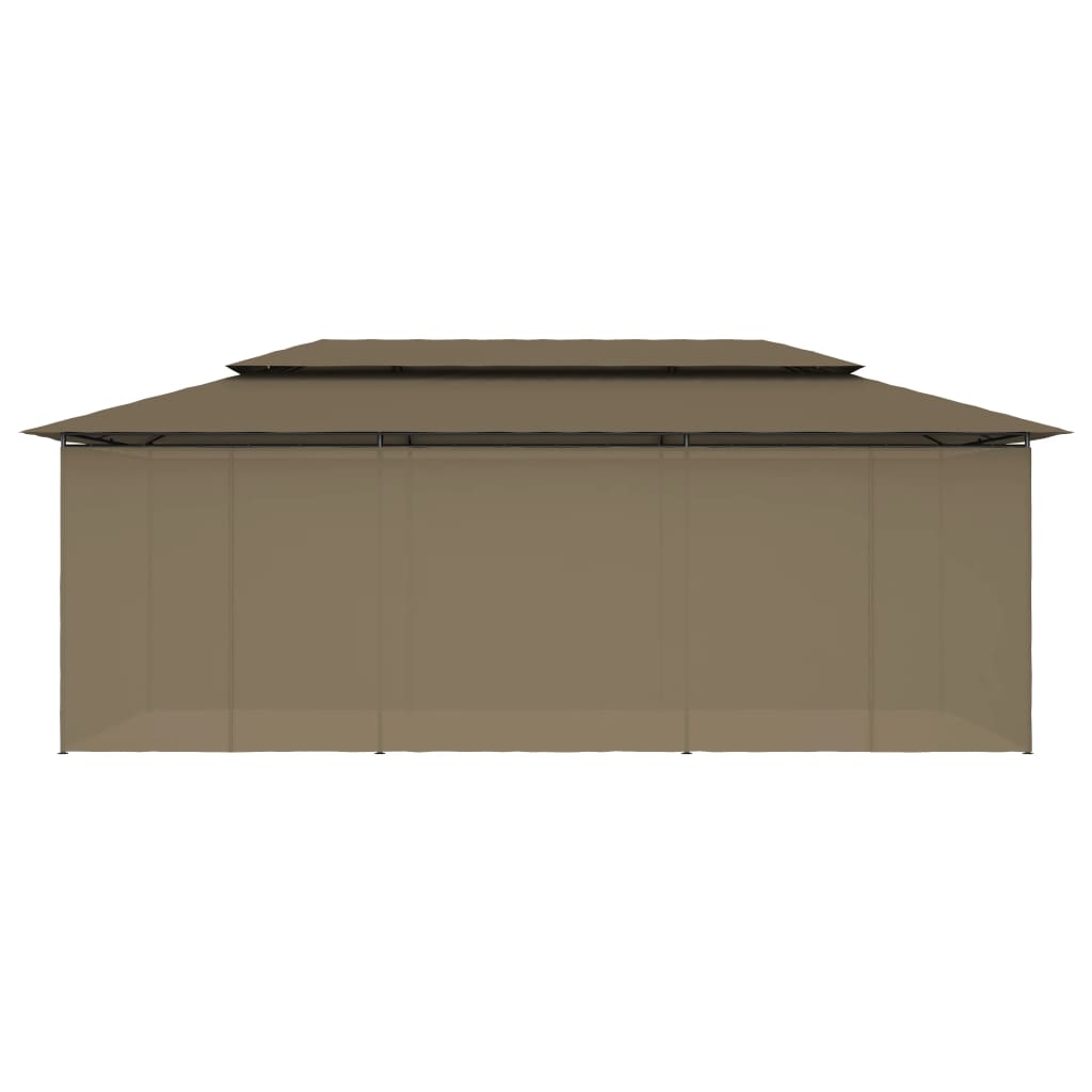 Pavillon mit Vorhängen 600x298x270 cm Taupe 180 g/m²