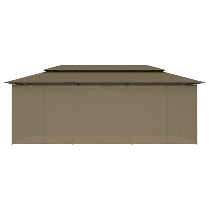 Pavillon mit Vorhängen 600x298x270 cm Taupe 180 g/m²