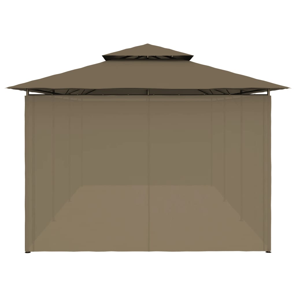 Pavillon mit Vorhängen 600x298x270 cm Taupe 180 g/m²